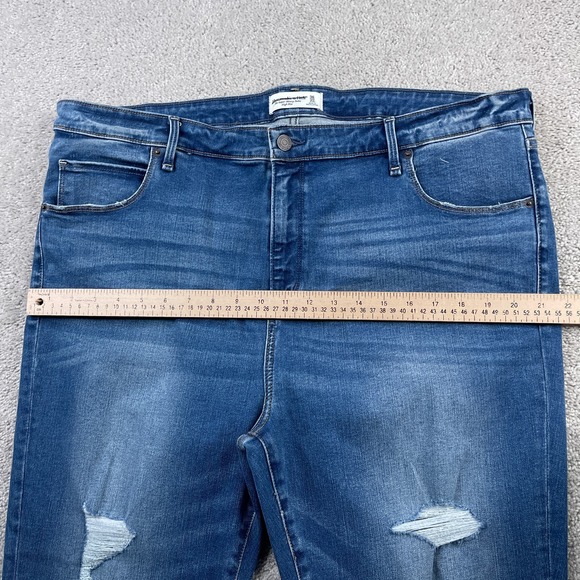 Abercrombie Jeans Womens 22 Long Blue Super Skinny Ankle Distressed Denim - Picture 6 of 14